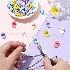不透明樹脂ペンダント50個  プラチナトーンのアイアンループ付き  スリッパ  ミックスカラー  21x10.5x10mm  穴：2mm&nbsp;RESI-CJ0004-46