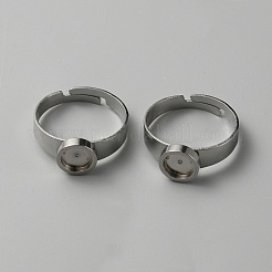 304ステンレススチール製調節可能なベゼルカップリングセッティング  フラットラウンド  ステンレス鋼色  内径：17.2mm  トレイ：6mm&nbsp;FIND-WH0110-500A