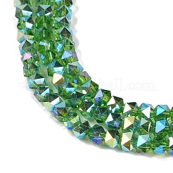 電気メッキガラスビーズセット  パール光沢メッキ  多面カット  スター  グリーン  3x4x4mm  穴：1mm  約98個/連  12.60''（32センチメートル）&nbsp;GLAA-Q105-02I