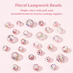 87Pcs Handmade Gold Sand Lampwork Beads Strands&nbsp;LAMP-PH0001-11