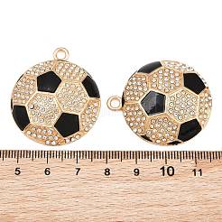 合金ラインストーンペンダント  サッカーのチャーム  エナメル  ラックめっき  長持ちメッキ  ゴールドカラー  36.5x31.5x7.5mm  穴：2.5mm&nbsp;RB-CBA2677-02G