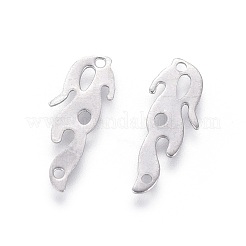 変色しない201ステンレススチール製フィリグリージョイナーリンク  炎  ステンレス鋼色  12x4x0.4mm  穴：0.7mm&nbsp;STAS-F231-082P