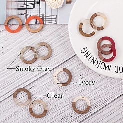 レジン＆ウッドパーツ  リング  ホワイトスモーク  28x3mm  穴：1.5mm  10個/箱&nbsp;RESI-OL0001-10A