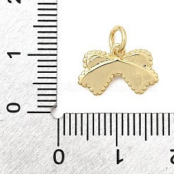 真鍮製エナメルペンダント  ちょう結びのチャーム  ラックめっき  長持ちメッキ  カドミウムフリー＆鉛フリー  18KGP本金メッキ  ジャンプリングとグリッターパウダー付き  ホワイト  9x14x2.5mm  穴：3mm&nbsp;KK-P338-14G-01