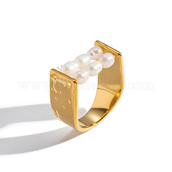 Irregular 304 Stainless Steel with Natural Freshwater Pearl Finger Rings for Women&nbsp;WZ4968