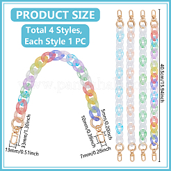 4Pcs 4 Colors Gradient Color Acrylic Twisted Link Chains Bag Extender Chains&nbsp;HJEW-UN00075