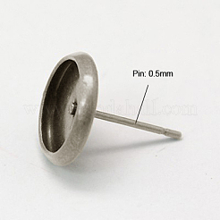 真鍮のスタッドのピアスのセッティング  ニッケルフリー  プラチナ  10mm  トレイ：8mm  ピン：0.5 mm厚&nbsp;KK-I001-P-NF