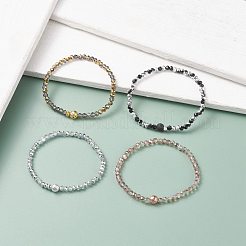女性のためのガラスと天然溶岩ロックエッセンシャルオイルストレッチブレスレット  ミックスカラー  内径：2-1/8インチ（5.3cm）&nbsp;BJEW-JB07661
