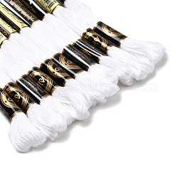 10かせ 12層メタリックポリエステル刺繍フロス  クラフト裁縫用グリッタークロスステッチ糸手刺繍  友情ブレスレット編組紐  ホワイト  0.8mm  約8.75ヤード（8m）/かせ&nbsp;OCOR-Q057-A19