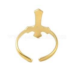 304ステンレススチールオープンカフリング  女性用エナメルクロスリング  18KGP本金メッキ  ブラック  20.5mm  内径: 調節可能&nbsp;LS-RJEW-C084-02B-02G