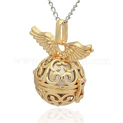 Golden Tone Brass Hollow Round Cage Pendants&nbsp;KK-J234-06G