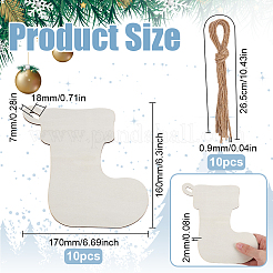 未完成 木製ペンダント装飾 1セット  麻縄のクリスマス吊り飾り  クリスマスソックス  160x170mm&nbsp;WOOD-SP0001-31K