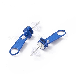 女性用鉄ピン付き合金ジッパーバックルダングルスタッドピアス  藤紫色  25.5mm  ピン：0.7mm&nbsp;EJEW-A090-01D