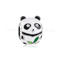 ロジウムメッキ 925スターリングシルバーエナメルヨーロピアンビーズ  パンダビーズチャーム  プラチナ  12.45x11.18x10.16mm  穴：4.32mm&nbsp;TS-C-238