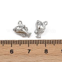 真鍮チャーム  魚のチャーム  プラチナ  9x11x5mm  穴：1mm&nbsp;KK-K407-08P