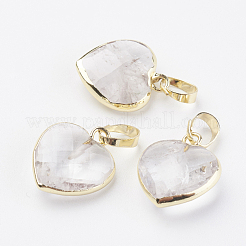 天然石ペンダント  真鍮パーツ  多面カット  ハート  ミックスカラー  14~15x12~12.5x4.5~5.5mm  穴：4x6mm&nbsp;G-G737-14