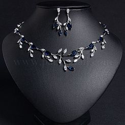 Brass Micro Pave Cubic Zirconia Necklaces & Studs Earrrings Sets for Women&nbsp;WG313B0-03