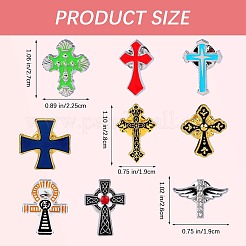 9Pcs 9 Styles Cross Enamel Pin&nbsp;JEWB-SZ0001-94