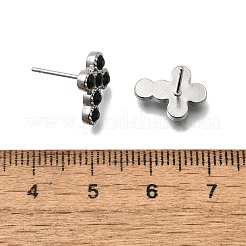 304ステンレススチールスタッドピアス  ラインストーン付き  クロス  ステンレス鋼色  13x10mm&nbsp;EJEW-F361-19P