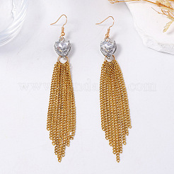 Alloy Pave Clear Cubic Zirconia Tassel Dangle Earrings for Women&nbsp;WG395D2-01