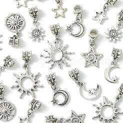 合金のチベット風チャーム  日/スター/ムーン  アンティークシルバー  25~34mm  20個/セット&nbsp;PALLOY-FS00001