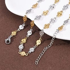 5.5MM 304 Stainless Steel Flower Link Chain Necklaces&nbsp;NJEW-P346-01A