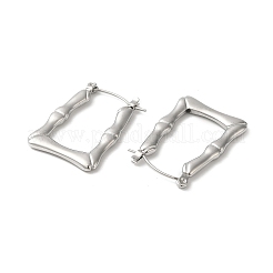 変色しない304ステンレスフープピアス（女性用）  竹  ステンレス鋼色  28x20.5x2mm&nbsp;EJEW-Z026-36P