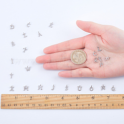 真鍮製マイクロパヴェキュービックジルコニアペンダント  a～zの文字  a～zの文字  9~10x4~10x1.5~2mm  穴：1.5mm  26個/箱&nbsp;ZIRC-SC0001-03P