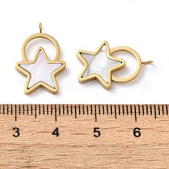 304ステンレスペンダント  シェルと  星のチャーム  14KGP本金メッキ  19.5x13x2mm  穴：2mm&nbsp;STAS-L022-298G