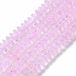 クラックガラスビーズ  染め＆加熱  ロンデル  パールピンク  6x3.5mm  穴：1.2mm  約147個/連  15.23インチ（38.7cm）&nbsp;GLAA-S192-B-004D