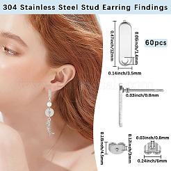 60Pcs 201 Stainless Steel Stud Earring Findings&nbsp;EJEW-BBC0002-27