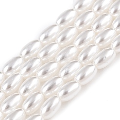 透明スプレー塗装ガラスビーズ連売り  オーバル  乳白色  5.5x3.5mm  穴：0.8mm  約75~77個/連  15.75~15.94インチ（40~40.5cm）&nbsp;GLAA-N001-25