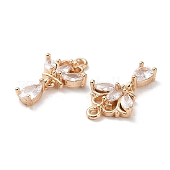 K9ガラスチャーム  ゴールデントーン真鍮パーツ  花のチャーム  クリスタル  20x12.5x3mm  穴：1.2mm&nbsp;FIND-C036-03G