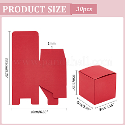 10 個のクラフト紙厚紙ジュエリーギフトボックス  正方形  レッド  ボックス：8x8x8cm&nbsp;CON-WH0001-25B