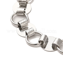 Non-Tarnish 304 Stainless Steel Flat Round Link Chain Bracelet&nbsp;BJEW-Q776-02B-01