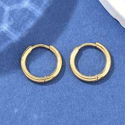 イオンプレーティング（IP）304ステンレススチールハギーフープピアス  低刺激性のイヤリング  316サージカルステンレスピン付き  ゴールドカラー  12ゲージ  14x2mm  ピン：1mm&nbsp;X-EJEW-F111A-14mm-G