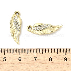合金クリスタルラインストーンペンダント  翼のチャーム  UVメッキ  ゴールドカラー  24.5x8.5x3.5mm  穴：1.8mm&nbsp;ALRI-T012-03G