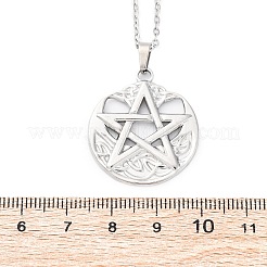 Viking Pentagram 304 Stainless Steel Pendant Necklaces&nbsp;NJEW-M096-01P
