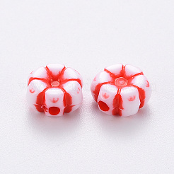 クラフトアクリルビーズ  花  ミックスカラー  10x5mm  穴：1.8mm  約1650個/500g&nbsp;MACR-S373-06F