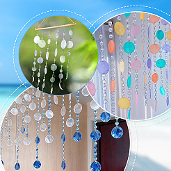 Disc Natural Capiz Shell with Faceted Octagon Glass Beaded Connector Charms&nbsp;AJEW-WH0481-614