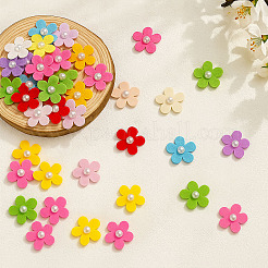 220個 11色 糸くずの花飾りアクセサリー  プラスチックパールビーズ付き  ドレス衣装の装飾用  ミックスカラー  25x4.5mm  20個/カラー&nbsp;DIY-MA0006-89
