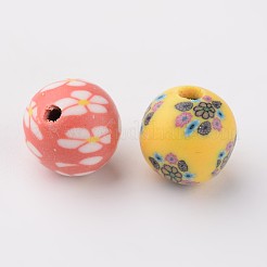 手作り樹脂粘土ビーズ  ジュエリー工芸用品のDIY用  ミックスカラー  ラウンド  直径約10mm  穴：2mm&nbsp;FM10mmY-M