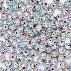 電気メッキされた天然溶岩岩ビーズ  ラウンド  虹メッキ  8~8.5mm  穴：1.2mm  144個/箱&nbsp;G-NB0001-93