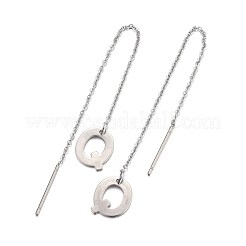 変色しない304ステンレススチールスタッドピアス  低刺激性のイヤリング  アメリカンピアス  アルファベット  文字.q  107~112x1mm  ピン：15x0.7mm  文字：1mm&nbsp;X-EJEW-L205-01Q