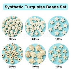 100Pcs 6 Styles Synthetic Turquoise Dyed Beads&nbsp;TURQ-FS0001-06