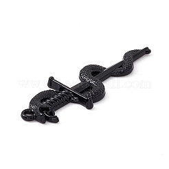 合金ペンダント  蛇のチャーム入り剣  電気泳動黒  39.5x13.5x2.8mm  穴：1.5mm&nbsp;FIND-A021-02EB