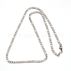 変色しない304ステンレススチールフィガロチェーンネックレス  カニカン付き  ステンレス鋼色  21.6インチ（55cm）  3.5mm&nbsp;NJEW-I065-36