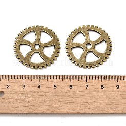 チベットスタイルの合金スチームパンクペンダント  カドミウムフリー＆鉛フリー  ギア  アンティークブロンズ  31x1mm  穴：4mm  約257個/1000g&nbsp;TIBEP-5465-AB-LF