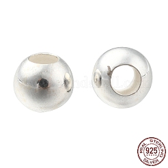 925スターリングシルバービーズ  ラウンド  銀  4mm  穴：1.6mm&nbsp;STER-T002-235S-4mm