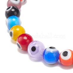9Pcs 9 Color Handmade Evil Eye Lampwork Round Beaded Stretch Bracelets Set for Children&nbsp;BJEW-JB08899